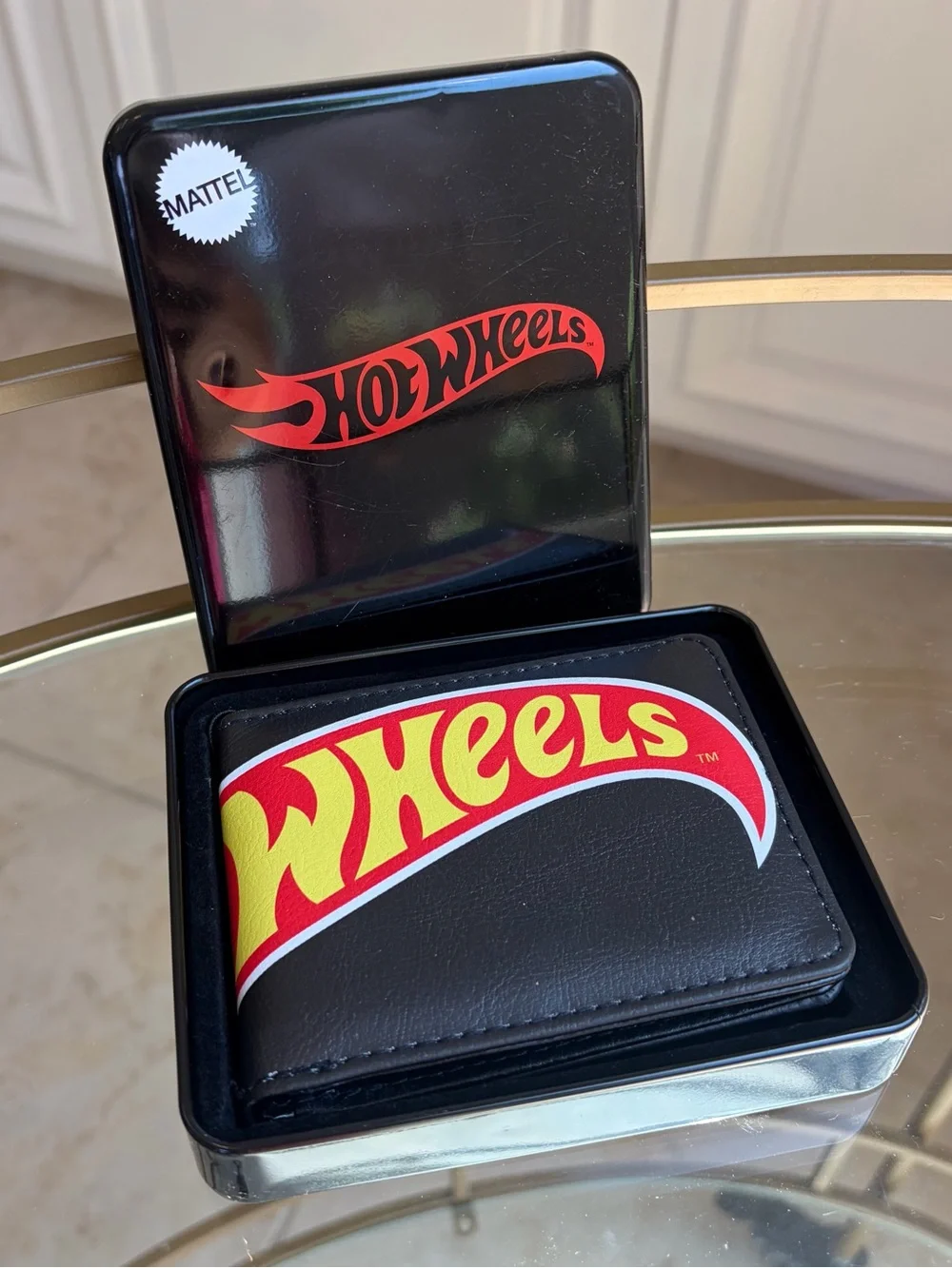 Mattel Hot Wheels Black Wallet with Red & Yellow Logo